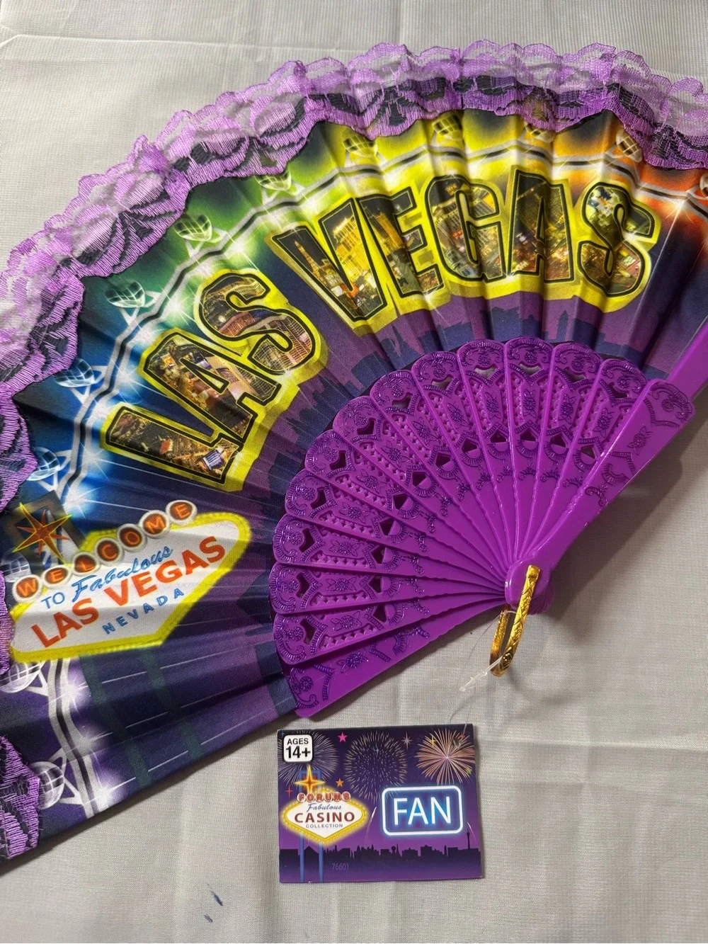 🤩 I’m your fan! Iconic Las Vegas Purple Folding Hand Fan - NWT Souvenir.